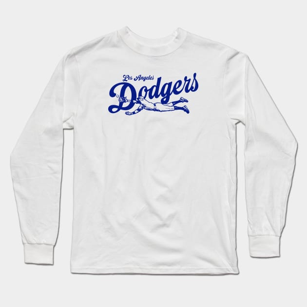 Diving Dodgers Long Sleeve T-Shirt by Throwzack